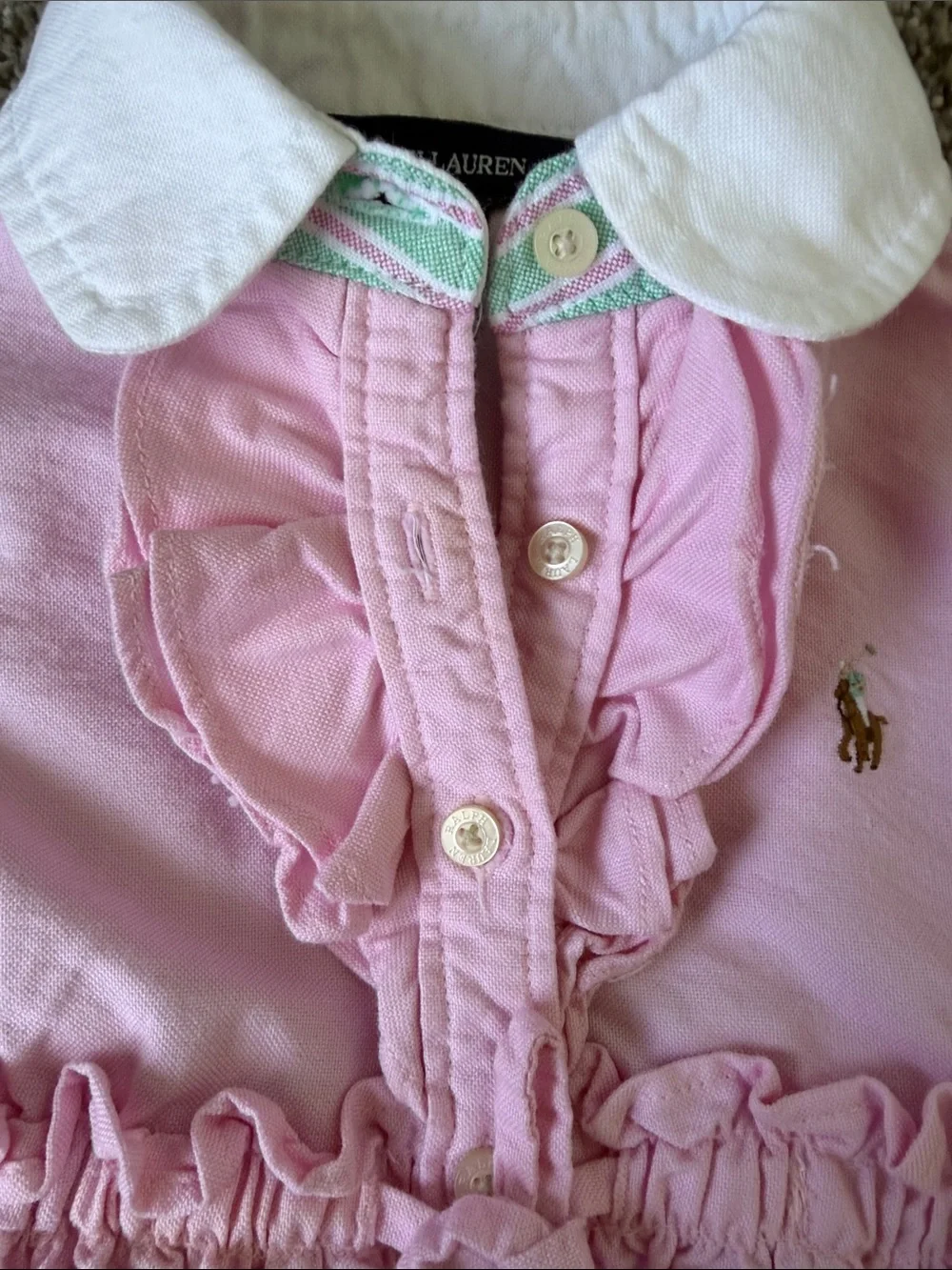 Ralph Lauren Pink and White Girls' Casual Polo Dress